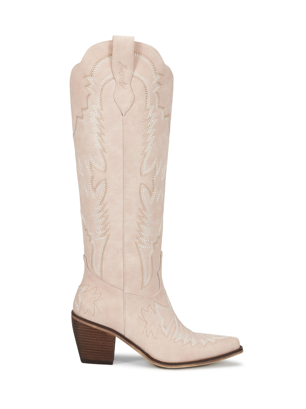 Annie Embroidered Western Cowboy Boots – Pink Faux Leather