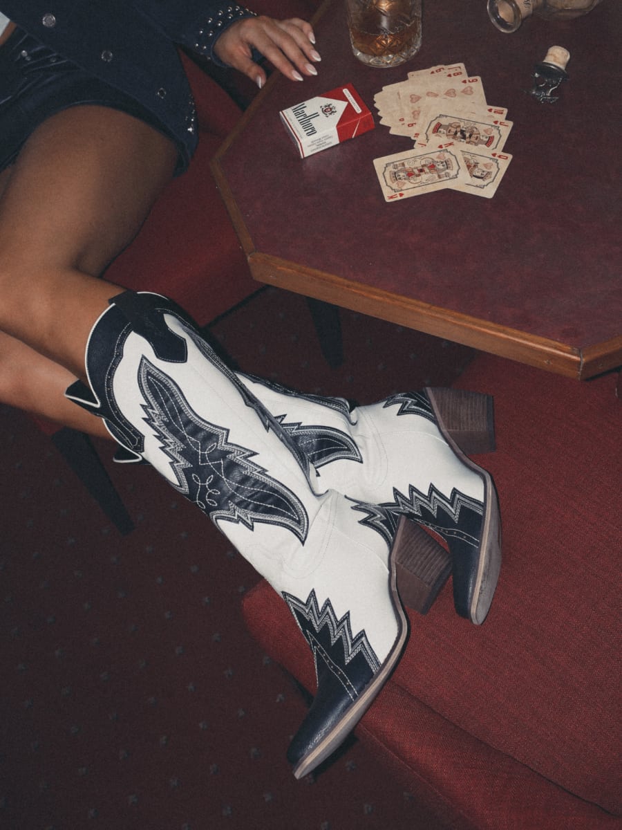 Belle Western Boots - Black/White - 3