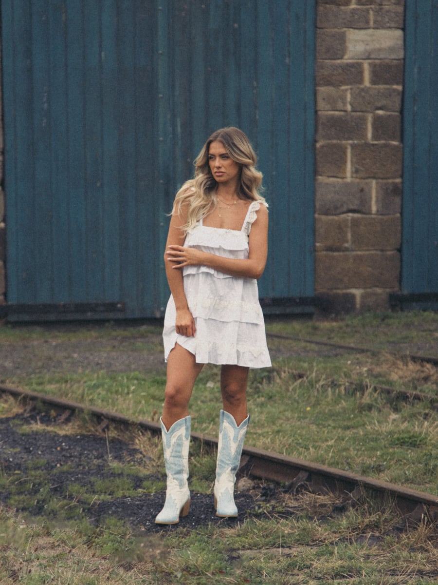 Belle Western Boots - Blue/White - 3