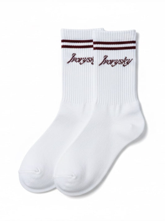 Ivory Sky Crew Socks - White